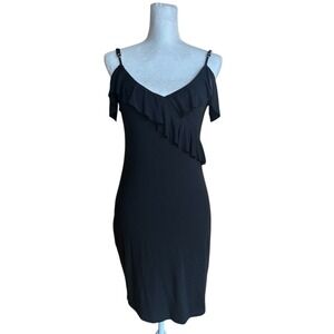 Tart Black Ruffle Sleeveless Bodycon Dress‎ Cocktail Party Size Medium LBD